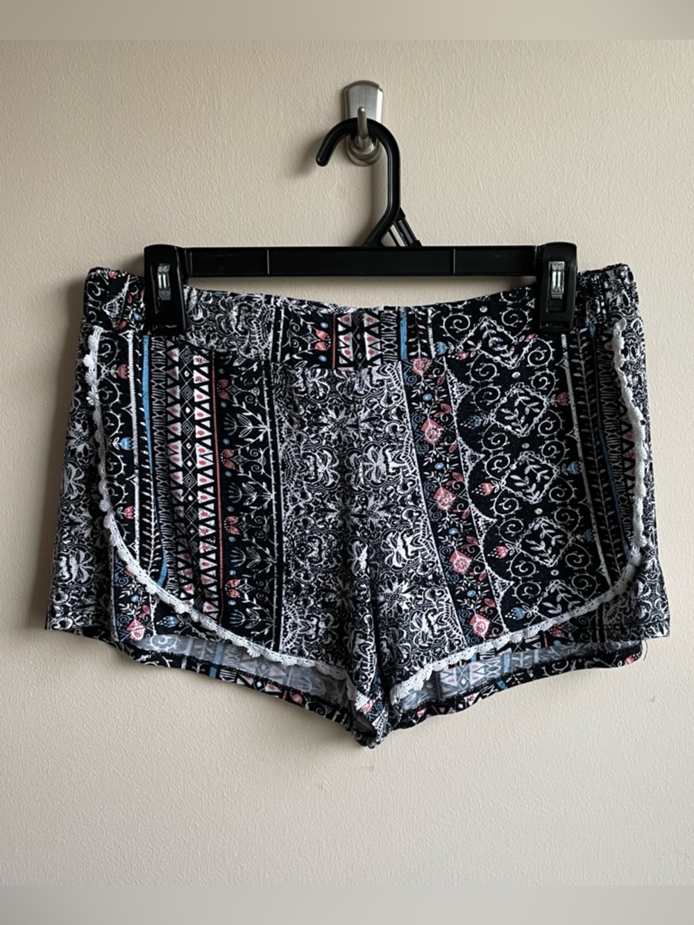 Hot Kiss Black Boho Print Elastic Waist Shorts